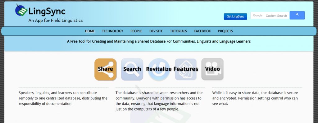 Screenshot der LingSync-Startseite (https://www.lingsync.org/)