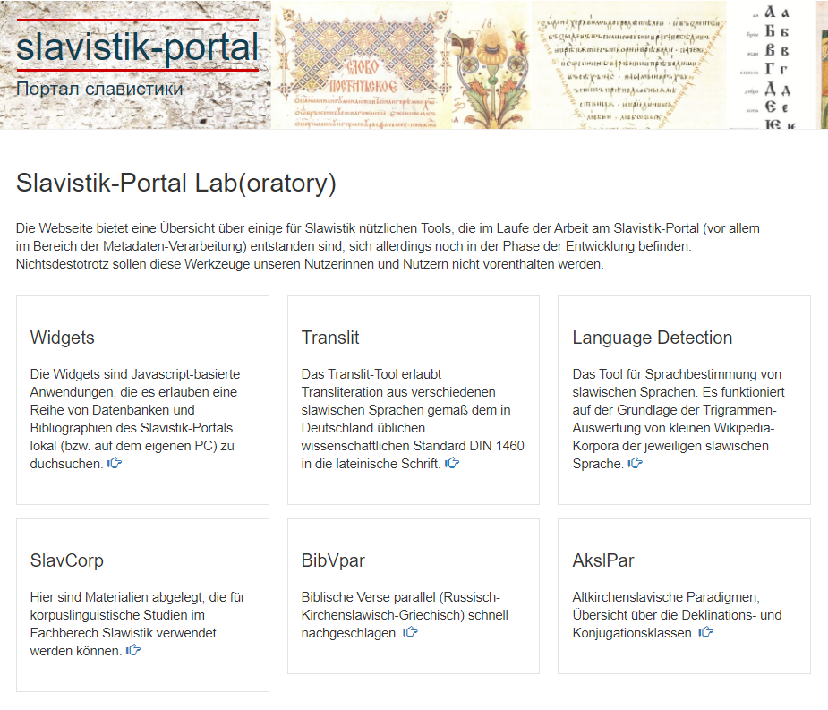 Screenshot des Slavistik-Portal-Labs (https://slavistik-portal.de/sp-lab.html)