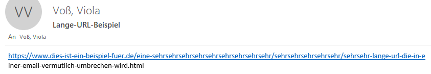 Beispiel für eine lange URL, die in einer E-Mail umbricht