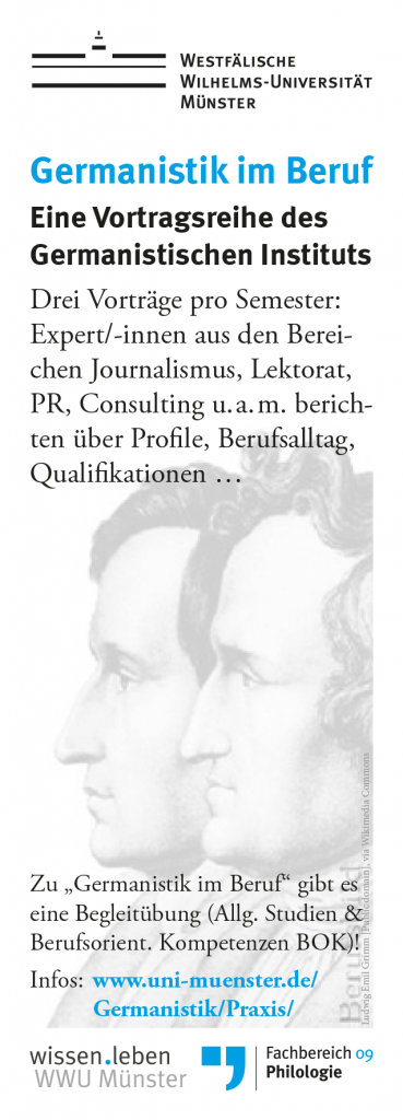 Flyer zur Reihe "Germanistik im Beruf" (https://gibblog.de/)