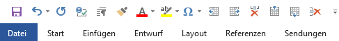 Screenshot einer angepassten Schnellstartseite in Word