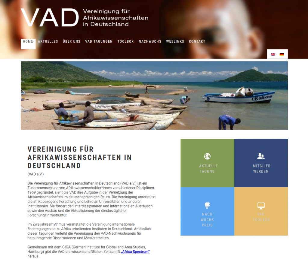 Screenshot der Website der VAD (https://www.vad-ev.de/) (Stand 26.8.2021)