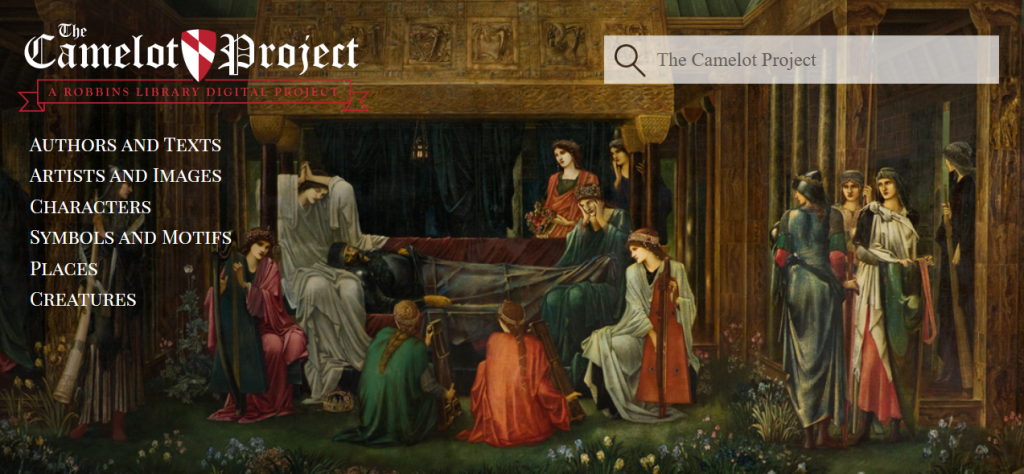 Screenshot der Website des "Camelot Project" (https://d.lib.rochester.edu/camelot-project) (Stand 28.4.2022)