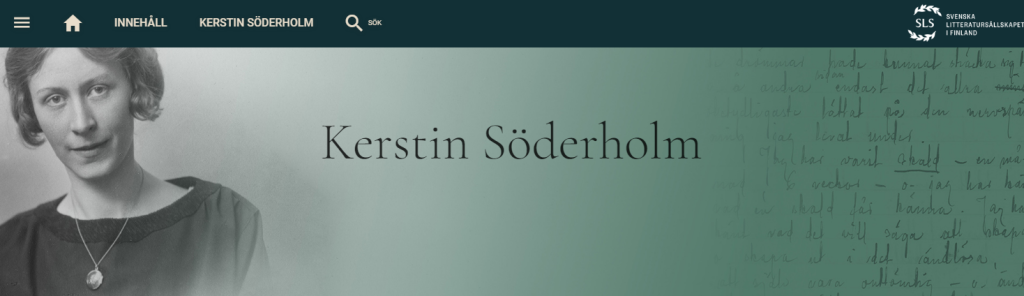 Screenshot des Headers der Website zu Kerstin Söderholm (https://soderholm.sls.fi/)