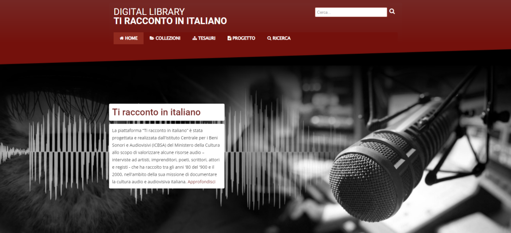 Screenshot der Seite "Ti racconto in italiano" (http://tiracconto.icbsa.it/) (Stand 27.9.2022)