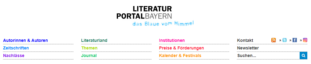 Screenshot des Headers des Literaturportal Bayern (https://www.literaturportal-bayern.de/) (Stand 21.2.2023)