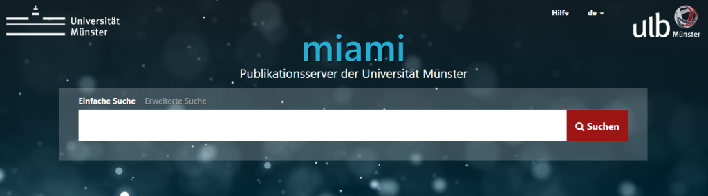 Screenshot des Website-Headers des Repositorys "miami" (https://miami.uni-muenster.de/)