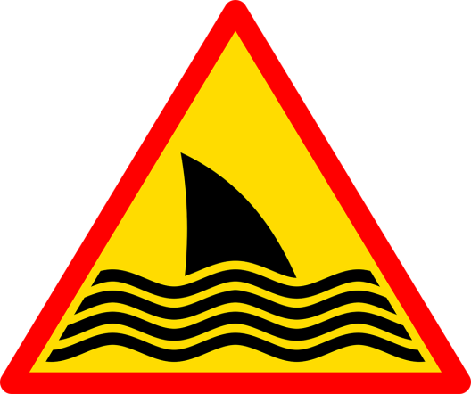 Warnschild mit Haiflosse