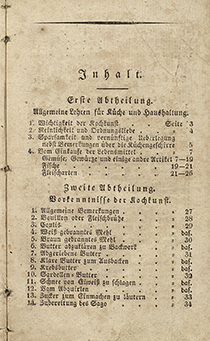 Inhaltsverzeichnis Allgemeines deutsches Kochbuch