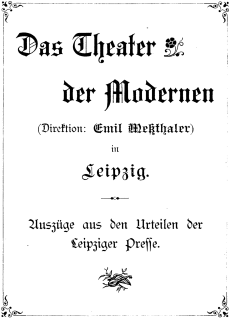 Titelblatt "Das Theater der Modernen"
