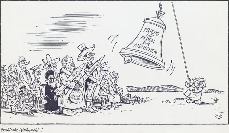 Karikatur Frieden Weihnachten 1984