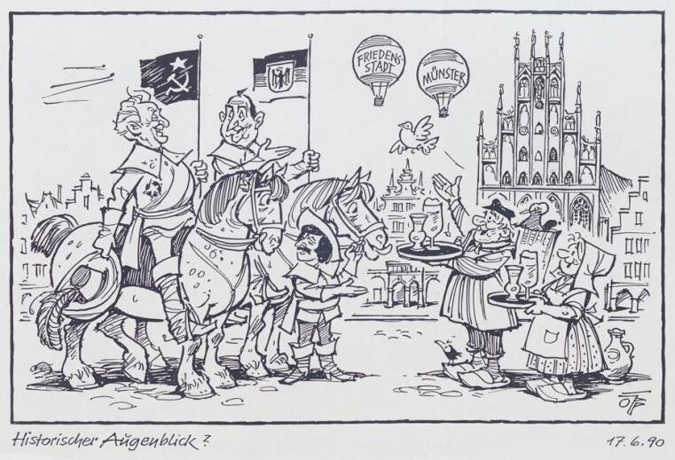 Karikatur 1990 zu deutsch-sowjetischen Verhandlungen