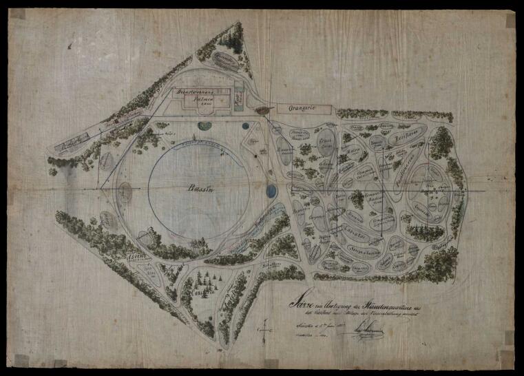 Scizze zur Umlegung der Staudenquartiere des Bot. Gartens nebst Anlage der Wasserleitung daselbst, 1882