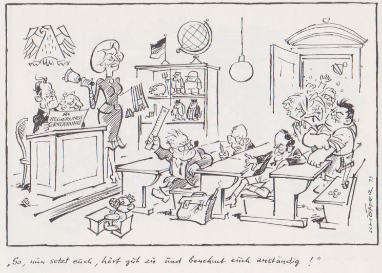 Karikatur 1973 zur Regierungserklärung